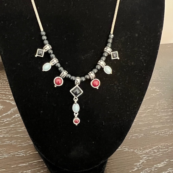 Laura Vann Bezel Set Stone Silver Tone Silver Red Black Blue Costume Jewelry - Picture 8 of 10